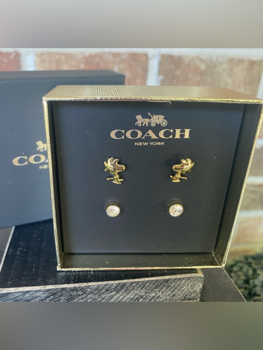 Coach x Peanuts Woodstock stud earrings set Limited Edition NWT
